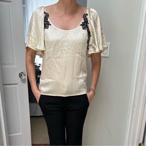 Anthropology ivory silk blouse